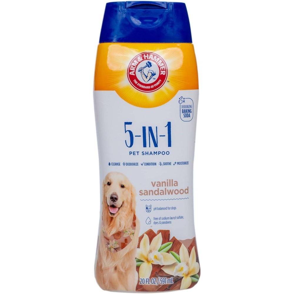 Arm & Hammer 5-in-1 Dog Shampoo Vanilla Sandalwood 20oz Baking Soda NEW